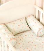 Floral Bird Print Crib Bedding Set with Bolsters - Image 2