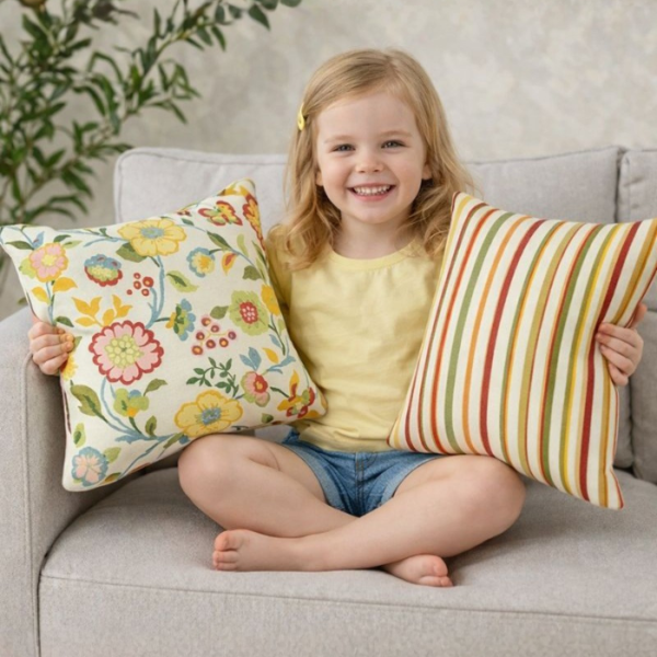Floral Striped Decorative Cushion Cover